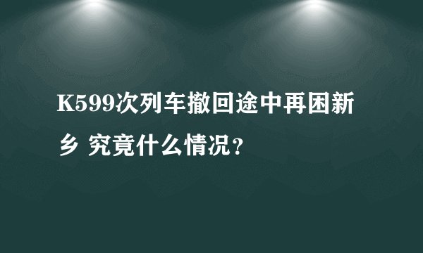 K599次列车撤回途中再困新乡 究竟什么情况?
