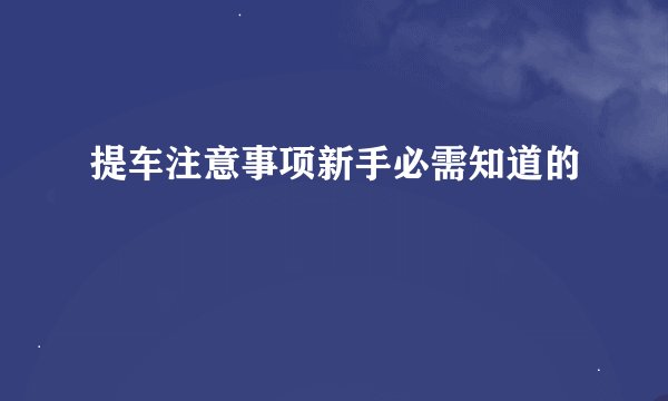 提车注意事项新手必需知道的