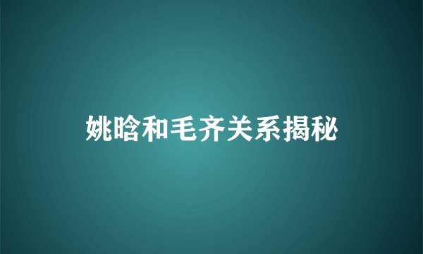 姚晗和毛齐关系揭秘
