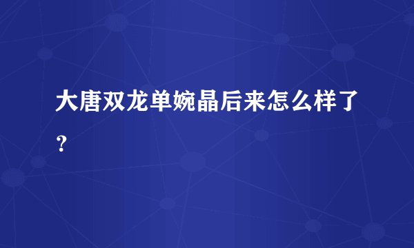 大唐双龙单婉晶后来怎么样了？