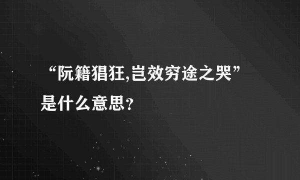 “阮籍猖狂,岂效穷途之哭”是什么意思？