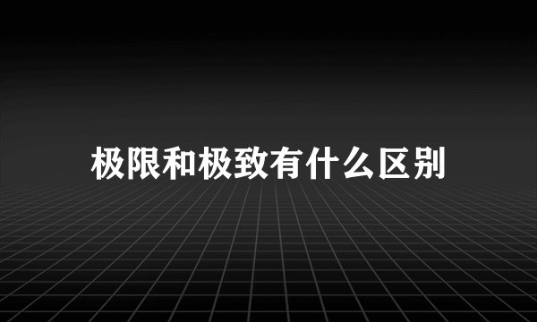 极限和极致有什么区别