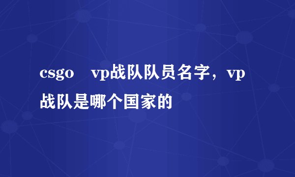 csgo vp战队队员名字,vp战队是哪个国家的