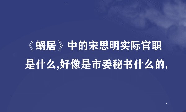 《蜗居》中的宋思明实际官职是什么,好像是市委秘书什么的,