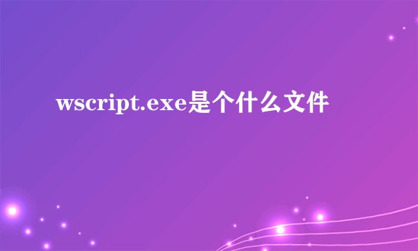 wscript.exe是个什么文件