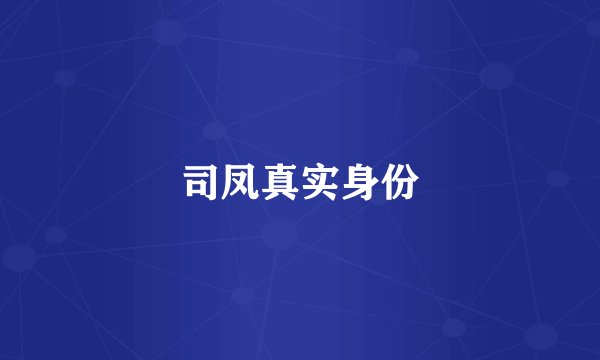 司凤真实身份