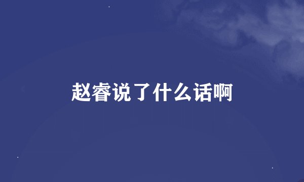 赵睿说了什么话啊