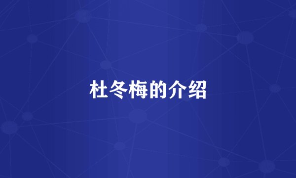杜冬梅的介绍