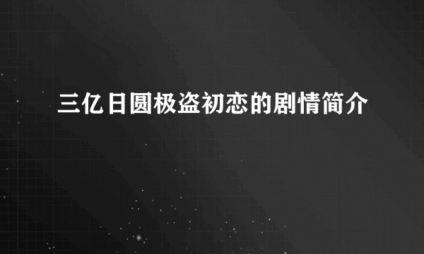 三亿日圆极盗初恋的剧情简介