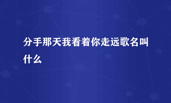 分手那天我看着你走远歌名叫什么