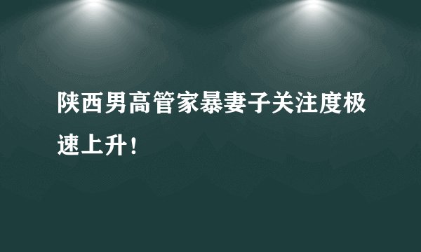 陕西男高管家暴妻子关注度极速上升！