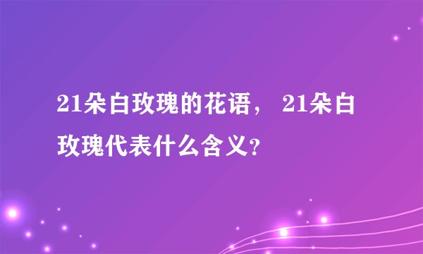 21朵白玫瑰的花语， 21朵白玫瑰代表什么含义？