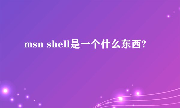 msn shell是一个什么东西?