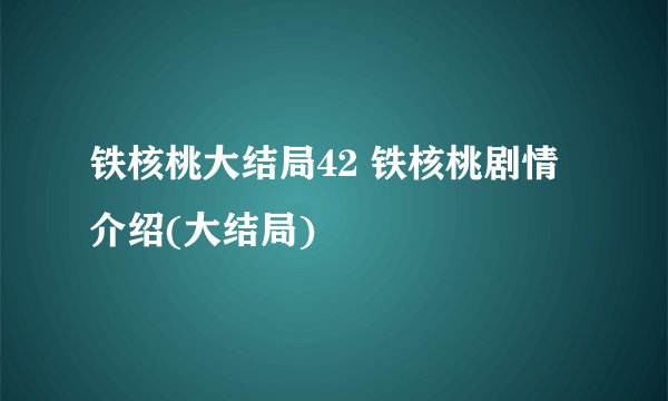 铁核桃大结局42 铁核桃剧情介绍(大结局)