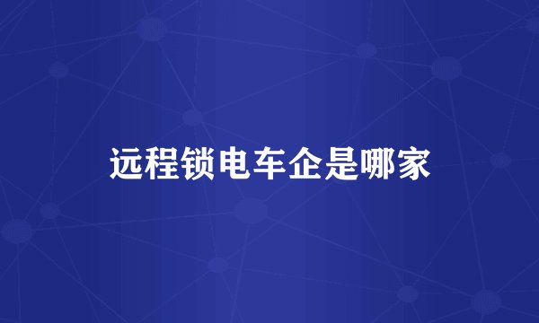 远程锁电车企是哪家