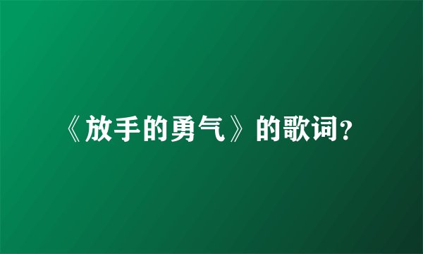 《放手的勇气》的歌词？
