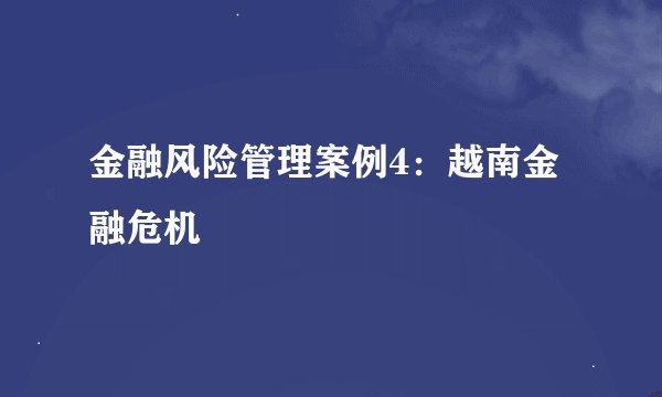 金融风险管理案例4：越南金融危机
