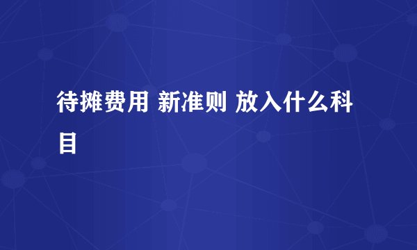 待摊费用 新准则 放入什么科目