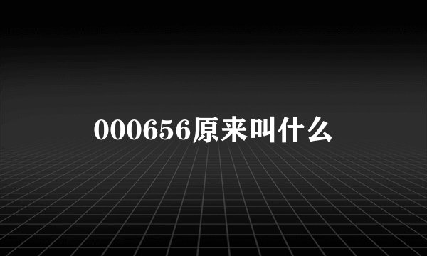 000656原来叫什么