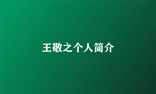 王敬之个人简介