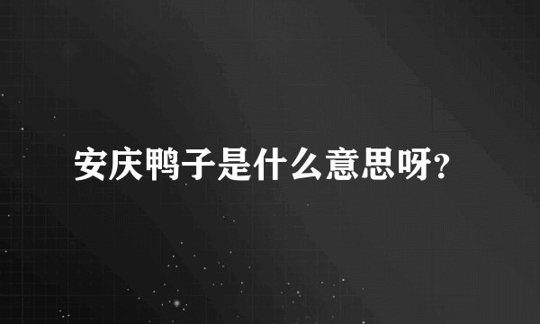 安庆鸭子是什么意思呀？