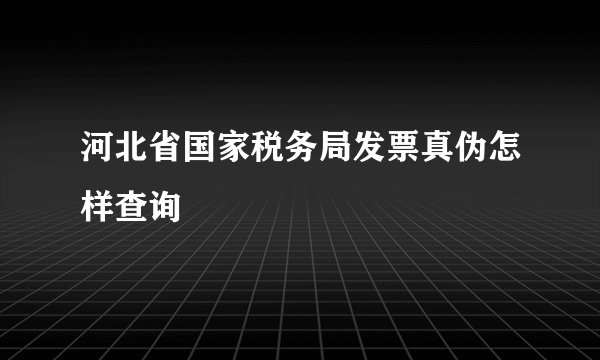 河北省国家税务局发票真伪怎样查询