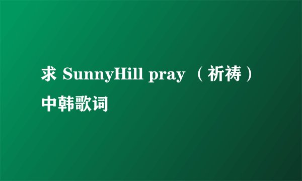 求 SunnyHill pray （祈祷） 中韩歌词