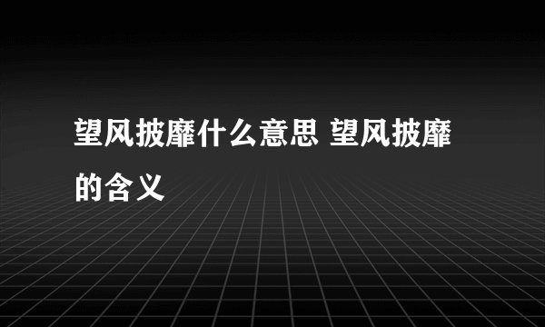 望风披靡什么意思 望风披靡的含义