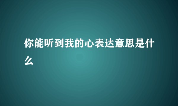 你能听到我的心表达意思是什么