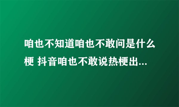 咱也不知道咱也不敢问是什么梗 抖音咱也不敢说热梗出处含义介绍