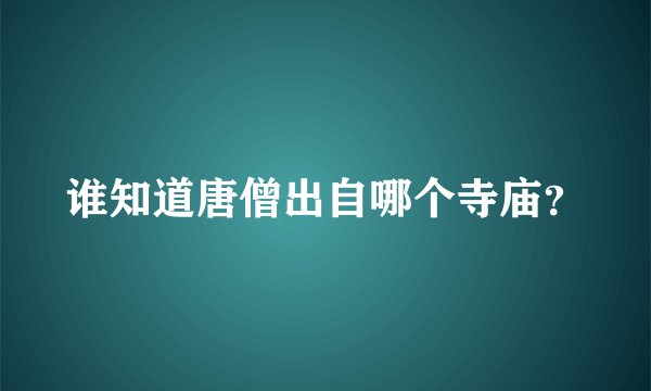 谁知道唐僧出自哪个寺庙？
