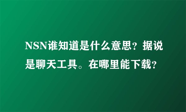NSN谁知道是什么意思？据说是聊天工具。在哪里能下载？