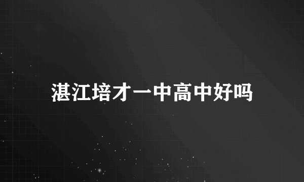 湛江培才一中高中好吗