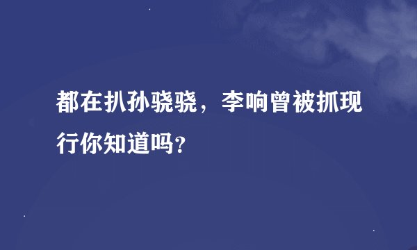都在扒孙骁骁，李响曾被抓现行你知道吗？