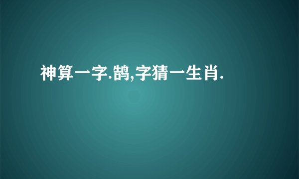 神算一字.鹄,字猜一生肖.