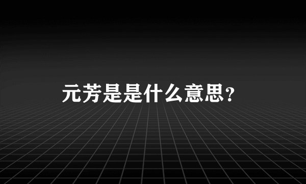 元芳是是什么意思？