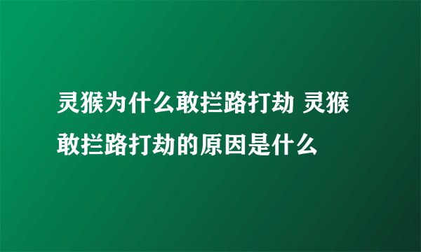 灵猴为什么敢拦路打劫 灵猴敢拦路打劫的原因是什么