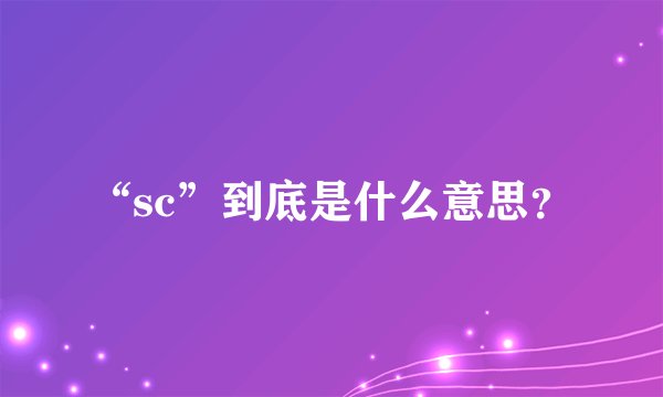 “sc”到底是什么意思？