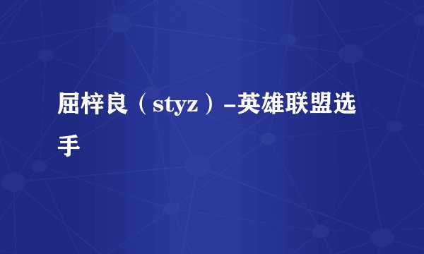 屈梓良（styz）-英雄联盟选手
