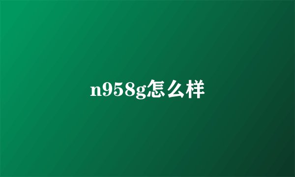 n958g怎么样