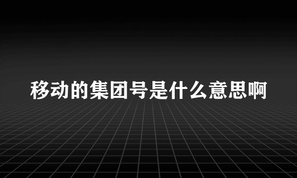 移动的集团号是什么意思啊