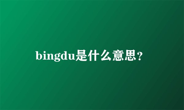 bingdu是什么意思？