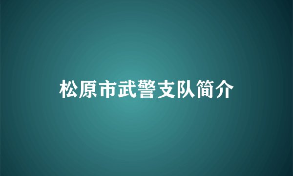 松原市武警支队简介