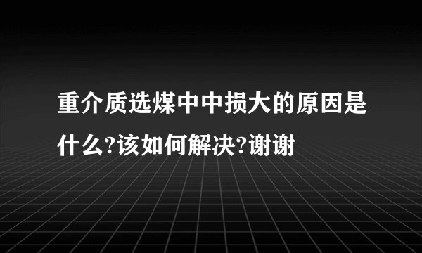重介质选煤中中损大的原因是什么?该如何解决?谢谢