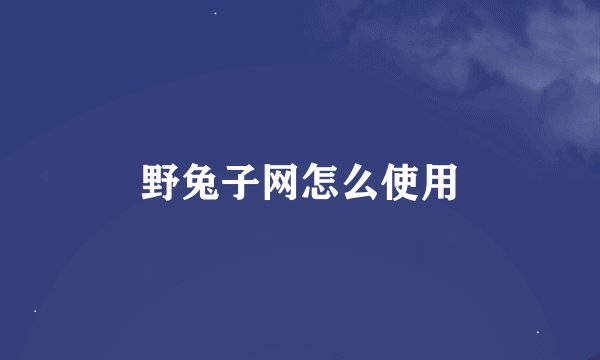 野兔子网怎么使用