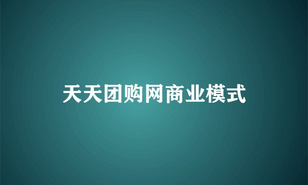 天天团购网商业模式