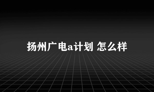 扬州广电a计划 怎么样