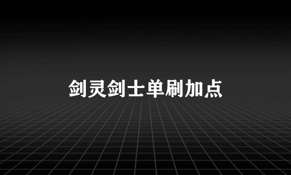 剑灵剑士单刷加点