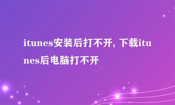 itunes安装后打不开, 下载itunes后电脑打不开