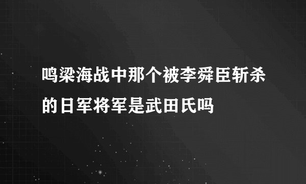鸣梁海战中那个被李舜臣斩杀的日军将军是武田氏吗